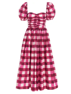 MSGM Check Print Midi Dress