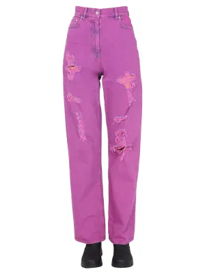 MSGM Distressed Straight-Leg Jeans