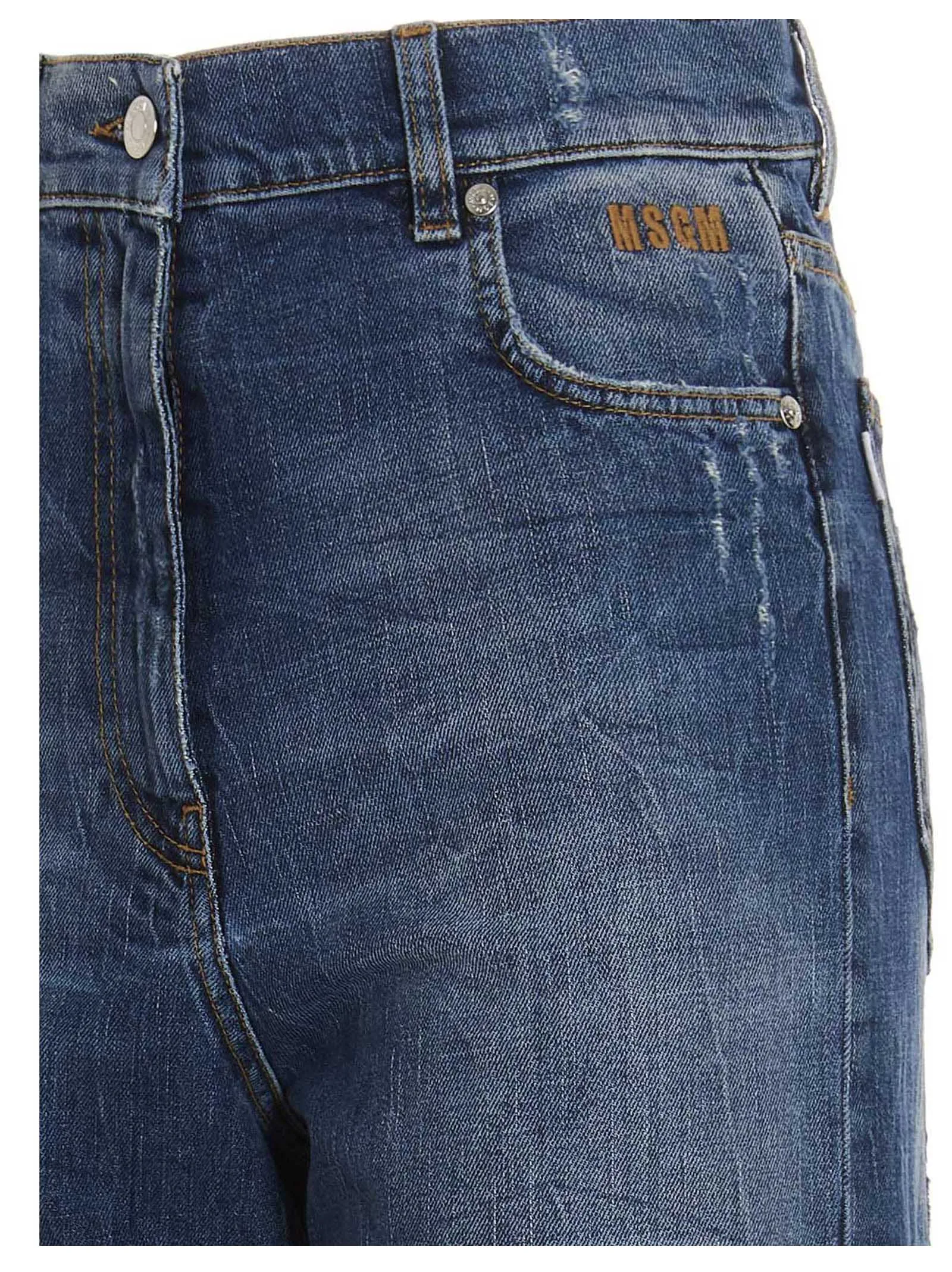MSGM Distressed Wide-Leg Jeans
