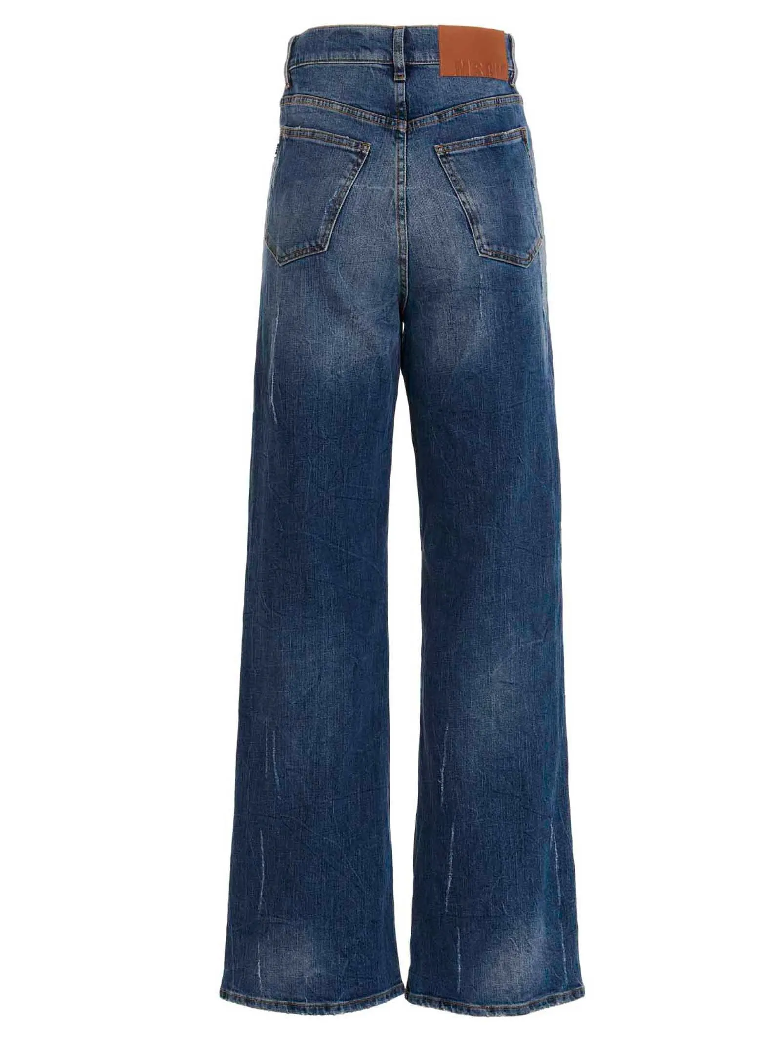 MSGM Distressed Wide-Leg Jeans