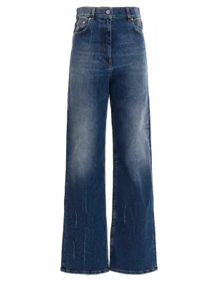 MSGM Distressed Wide-Leg Jeans