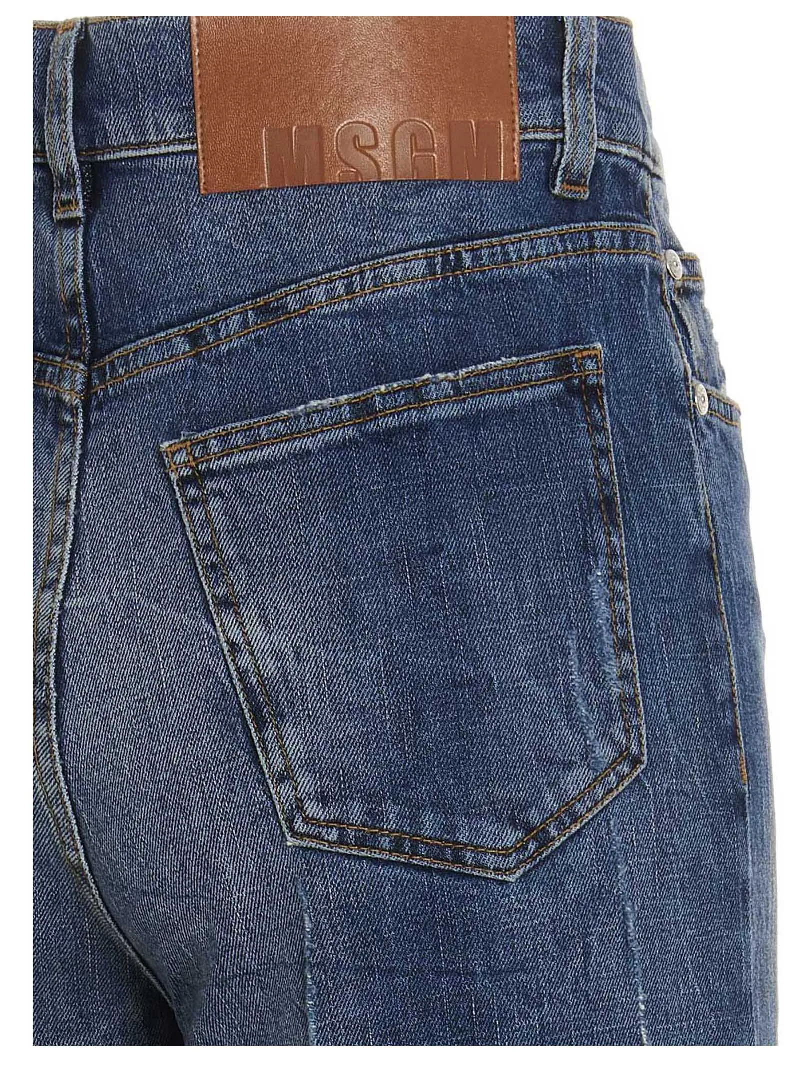 MSGM Distressed Wide-Leg Jeans