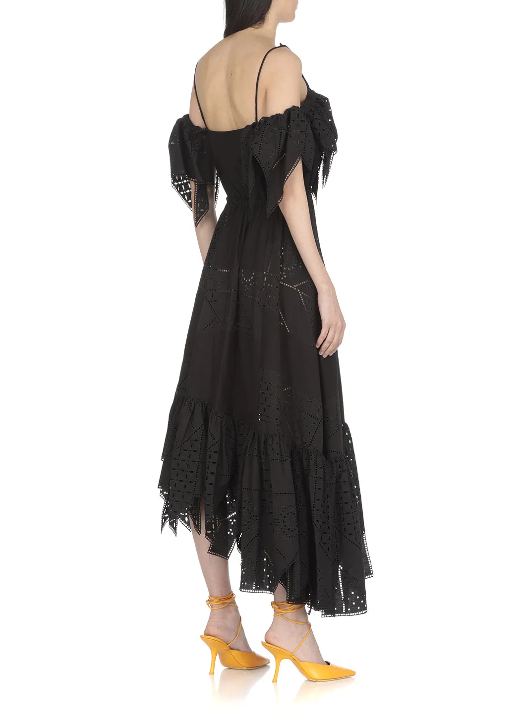 MSGM Floral Embroidered Asymmetric Dress