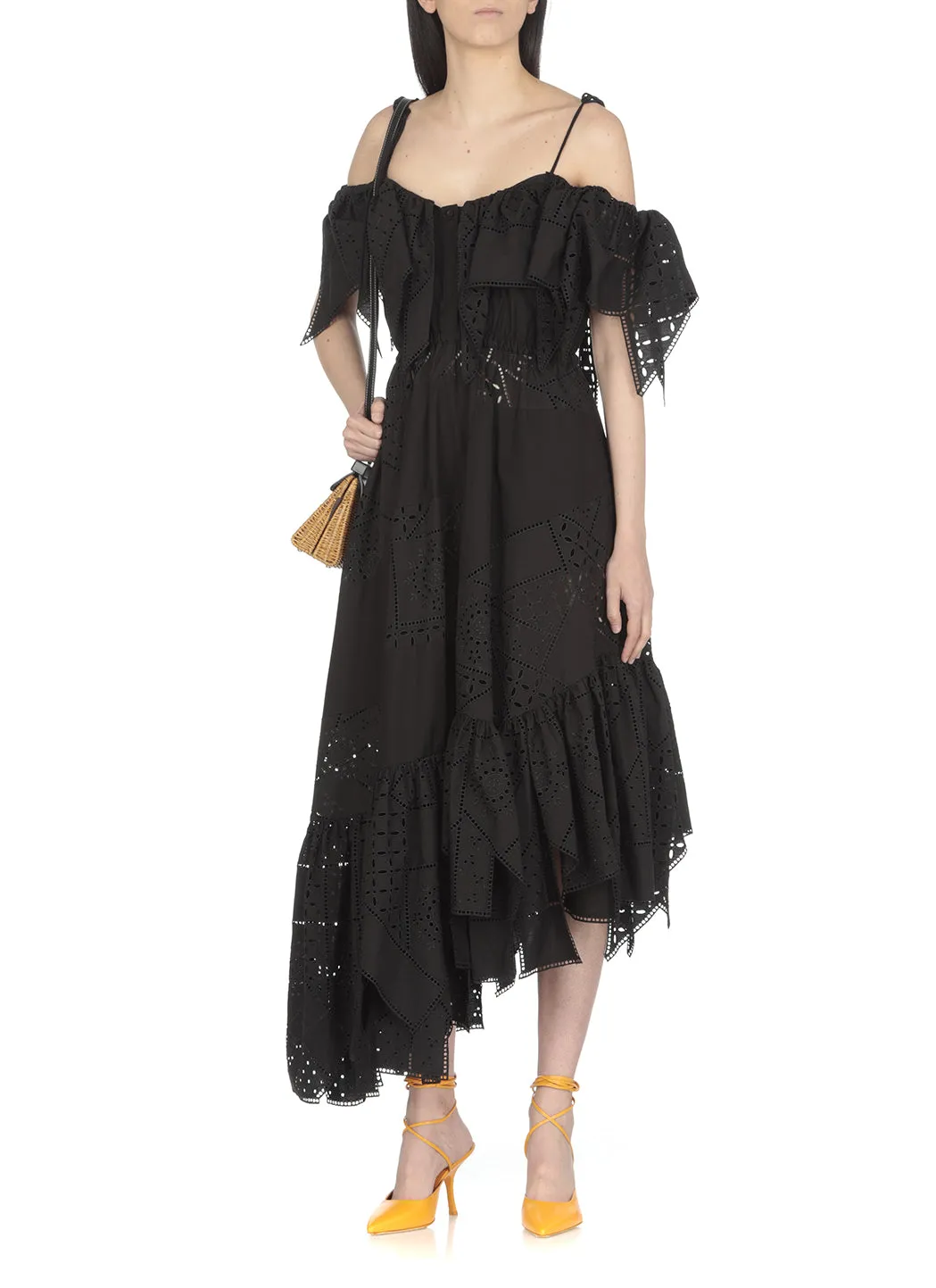 MSGM Floral Embroidered Asymmetric Dress