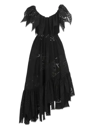 MSGM Floral Embroidered Asymmetric Dress