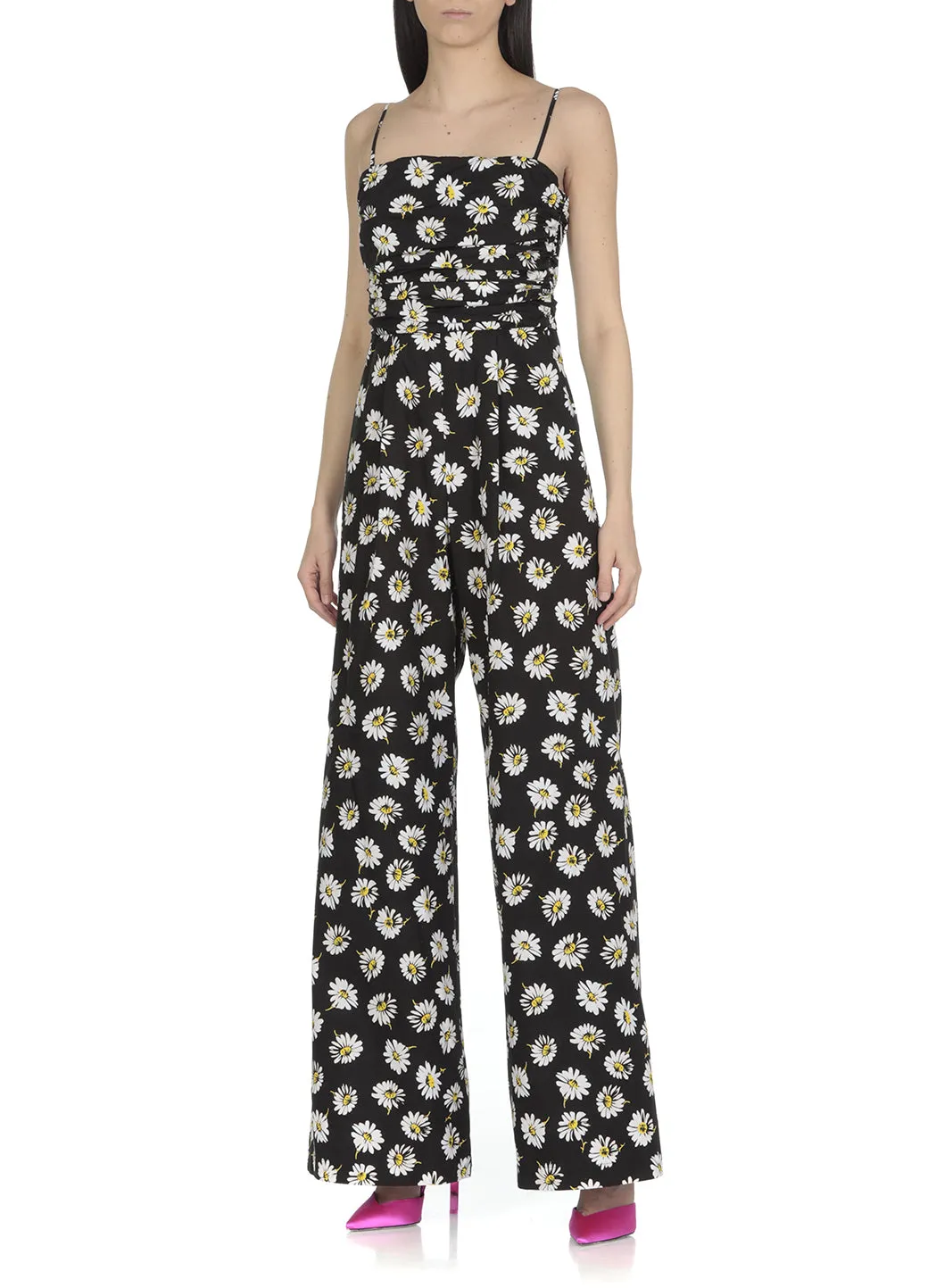 MSGM Floral Print Ruched Detail Jumpsuit