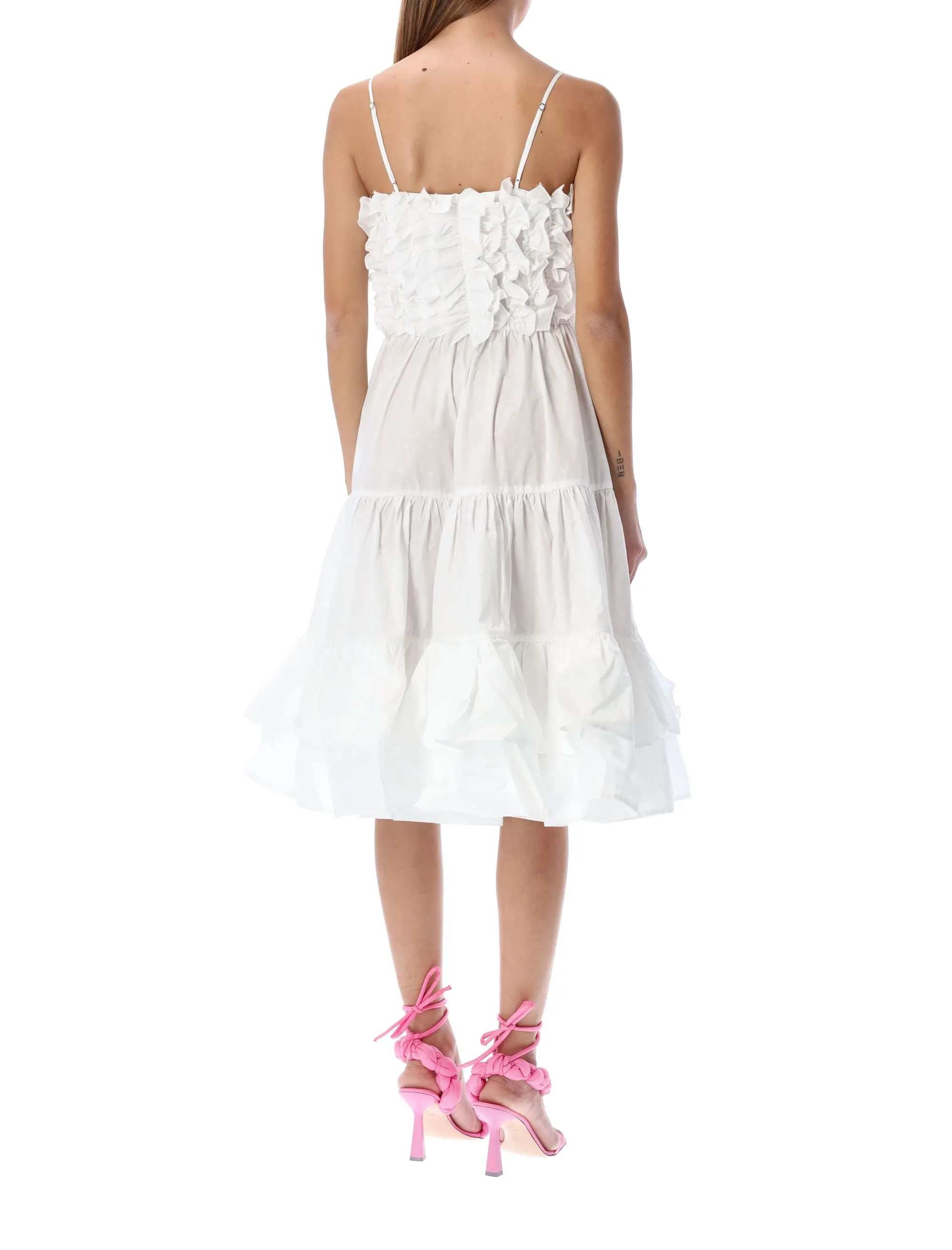 MSGM Flounced Sleeveless Midi Dress