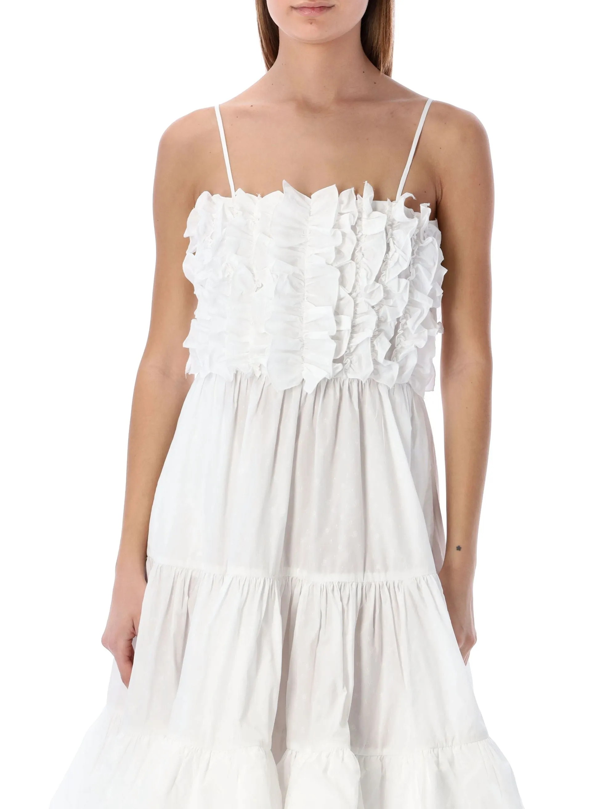MSGM Flounced Sleeveless Midi Dress
