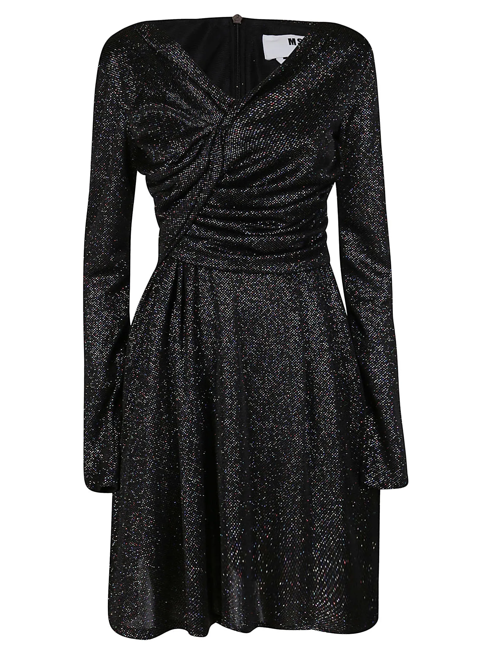 MSGM Glitter Gathered Mini Dress
