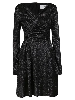 MSGM Glitter Gathered Mini Dress