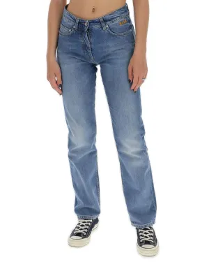 MSGM Logo Embroidered Straight Leg Jeans