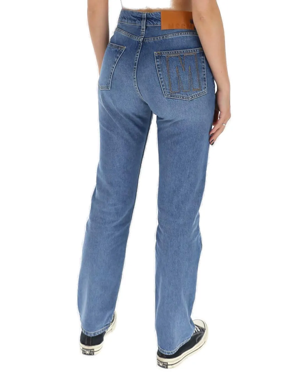 MSGM Logo Embroidered Straight Leg Jeans