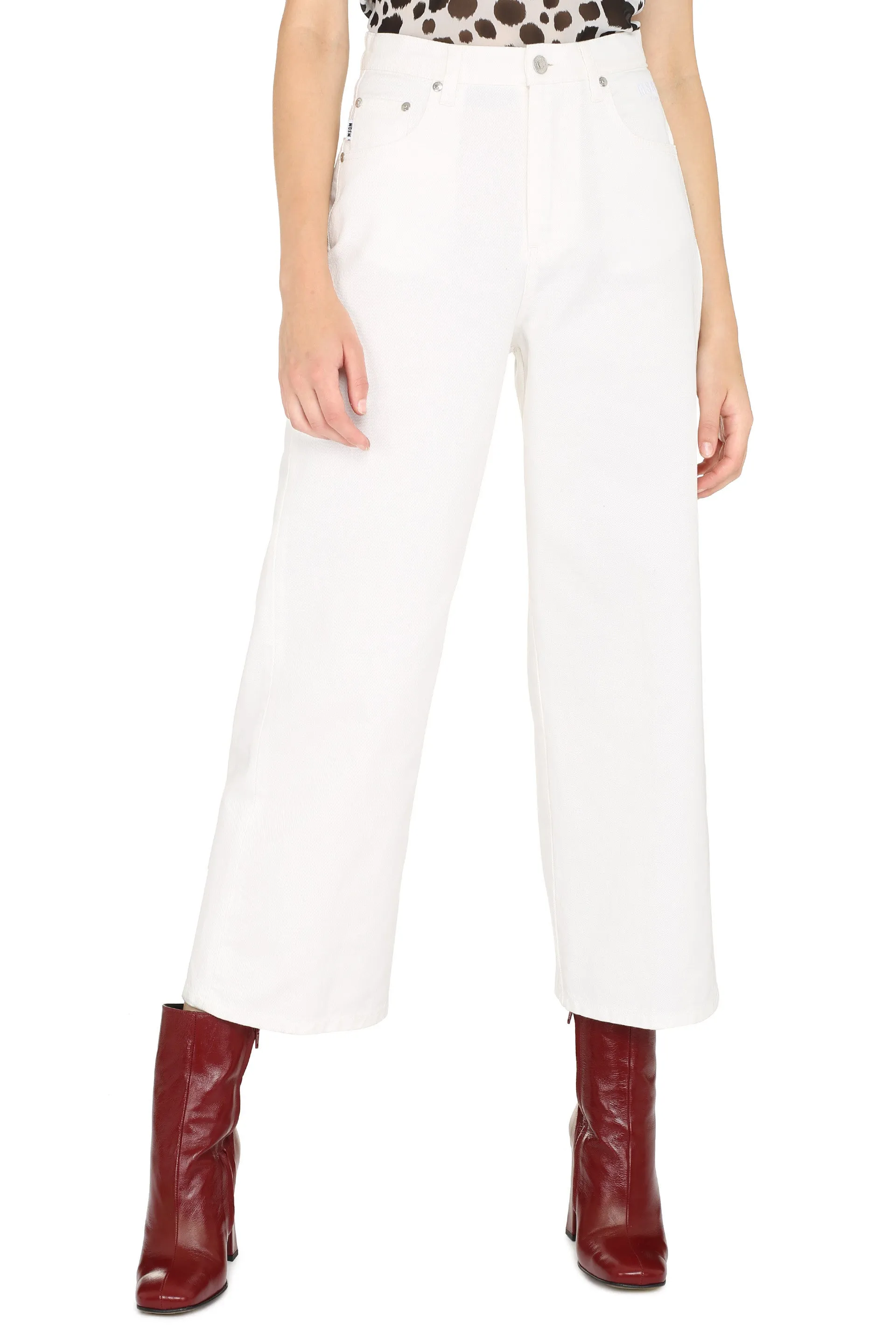 MSGM Logo Printed Flared Jeans
