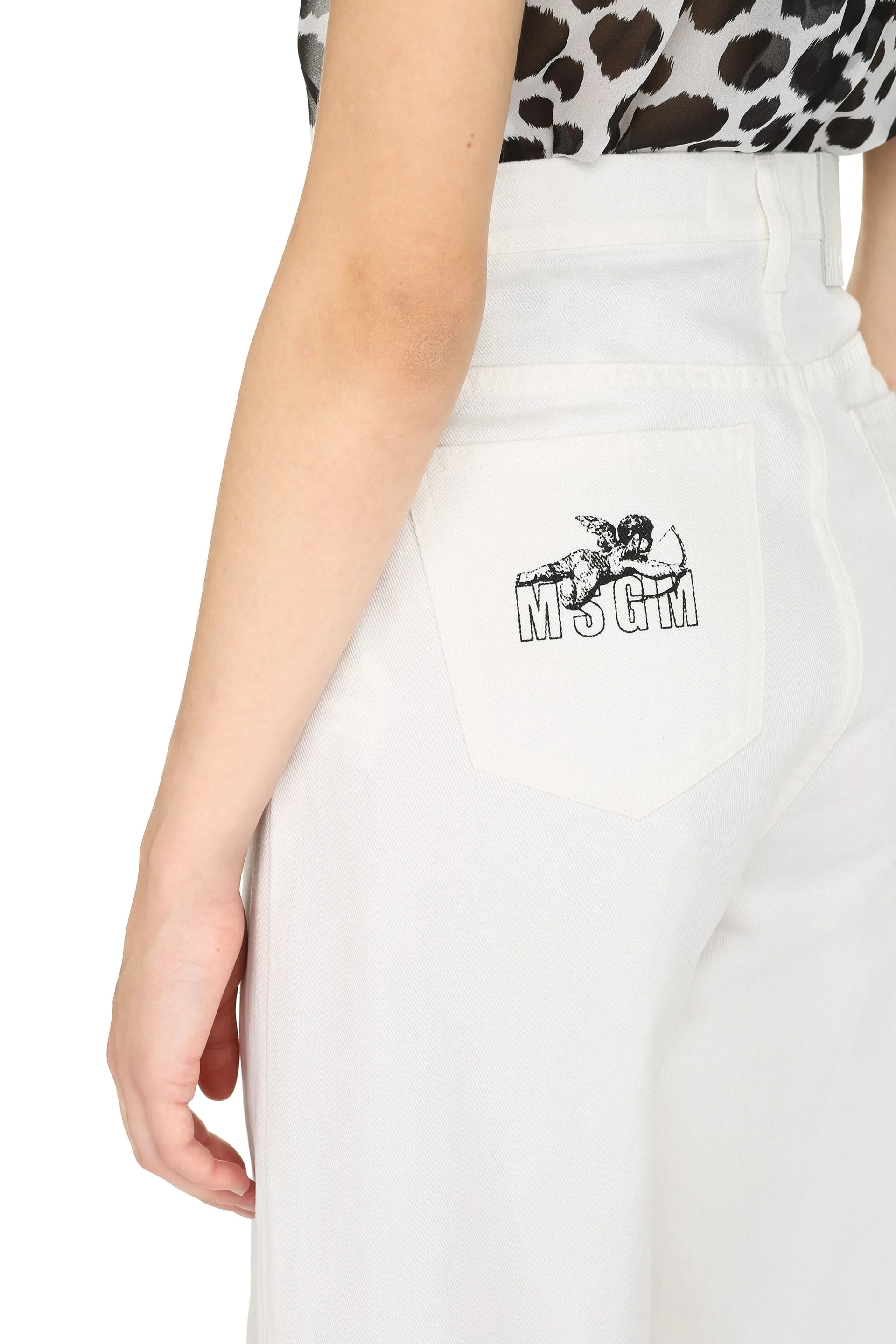 MSGM Logo Printed Flared Jeans