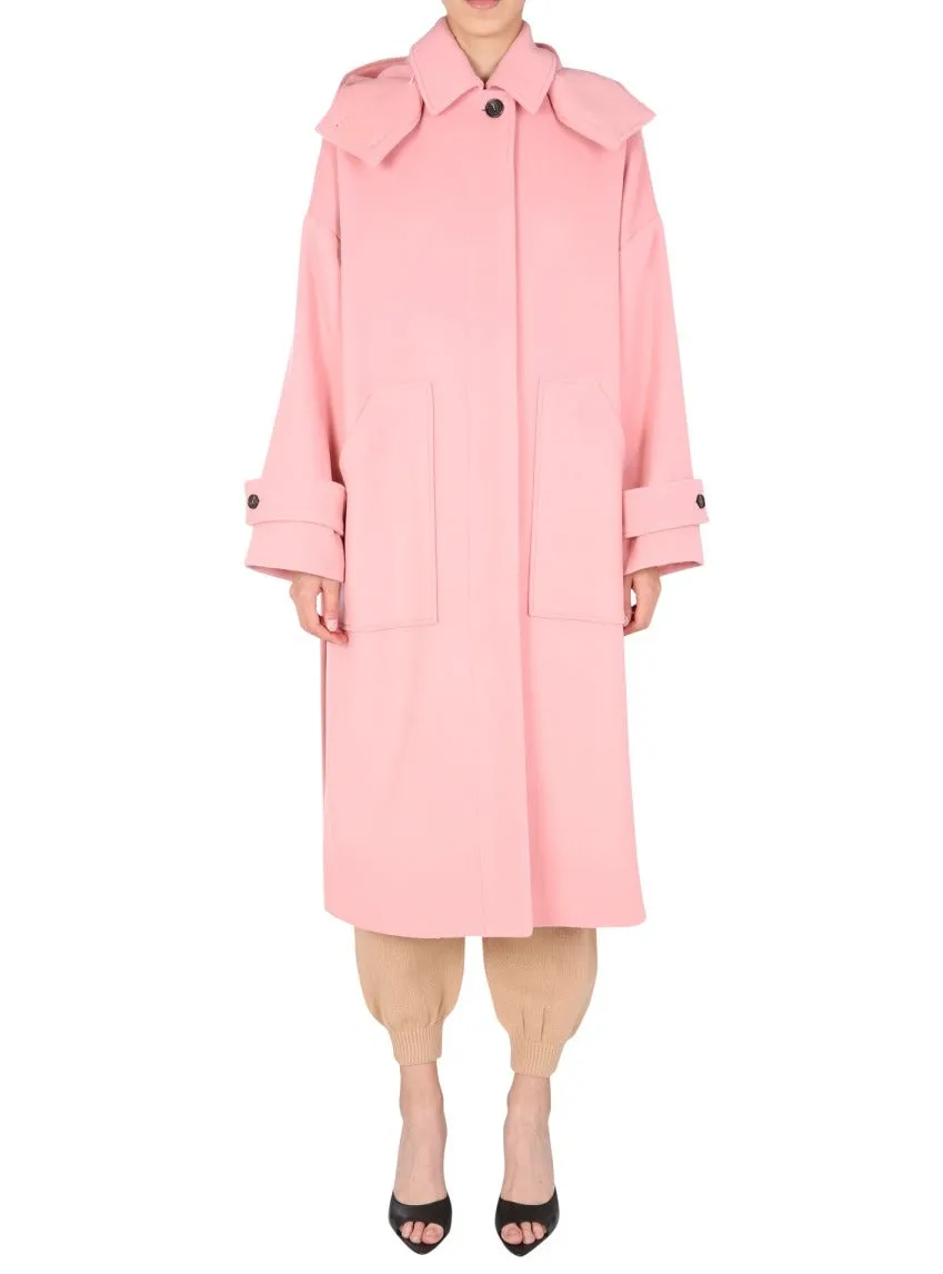 MSGM Single-Breasted Hooded Long Coat
