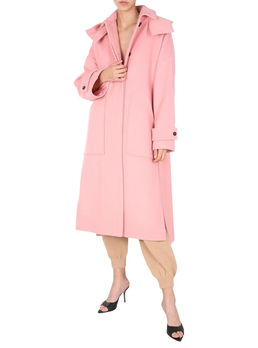 MSGM Single-Breasted Hooded Long Coat