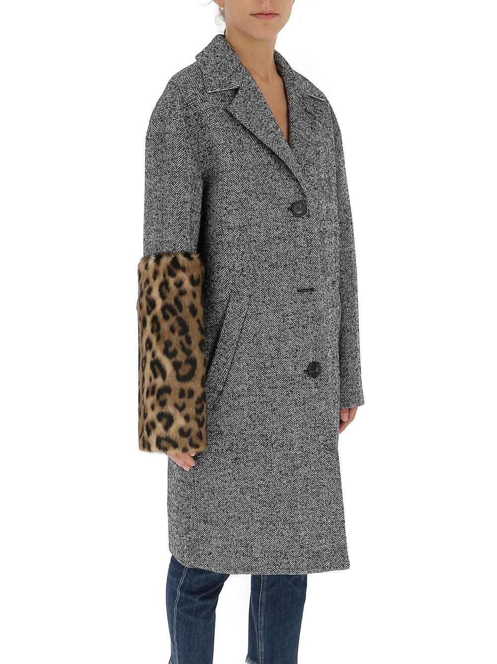 N21 Contrast Panel Single-Breasted Coat