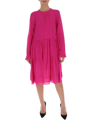 N21 Pleated Crewneck Midi Dress