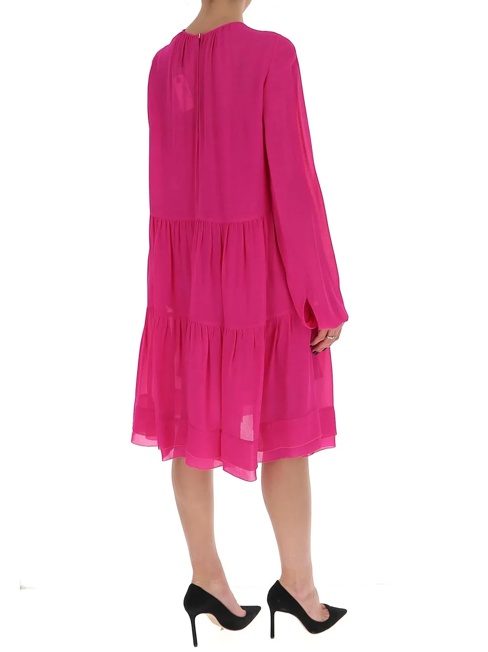 N21 Pleated Crewneck Midi Dress