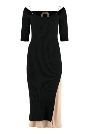 N21 Ribbed Knit Midi Dress