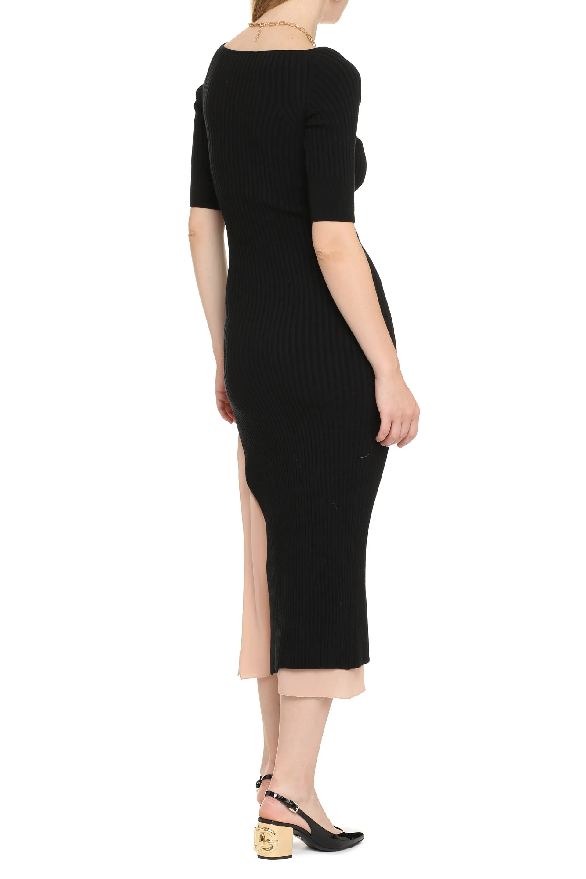 N21 Ribbed Knit Midi Dress