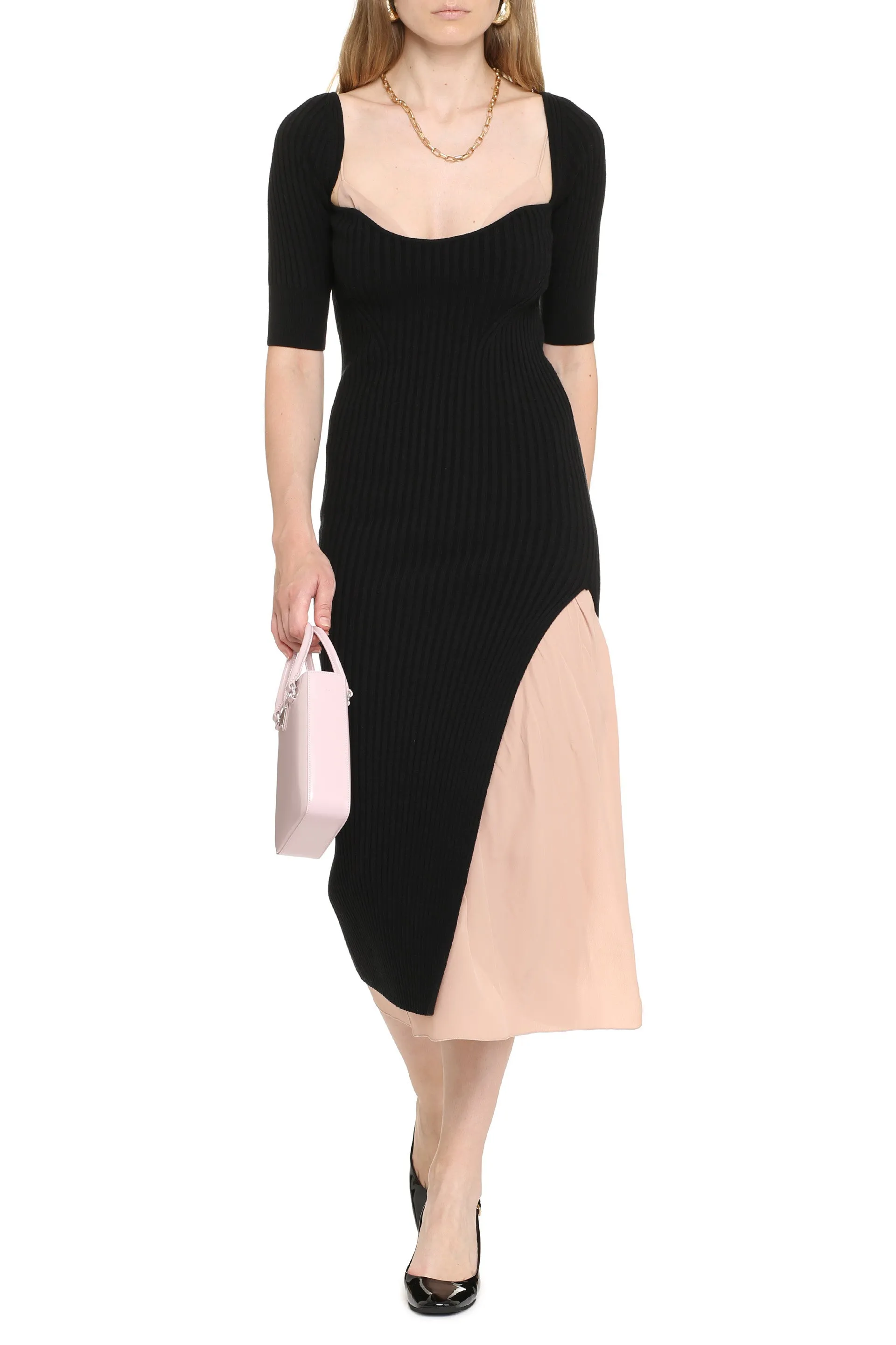 N21 Ribbed Knit Midi Dress