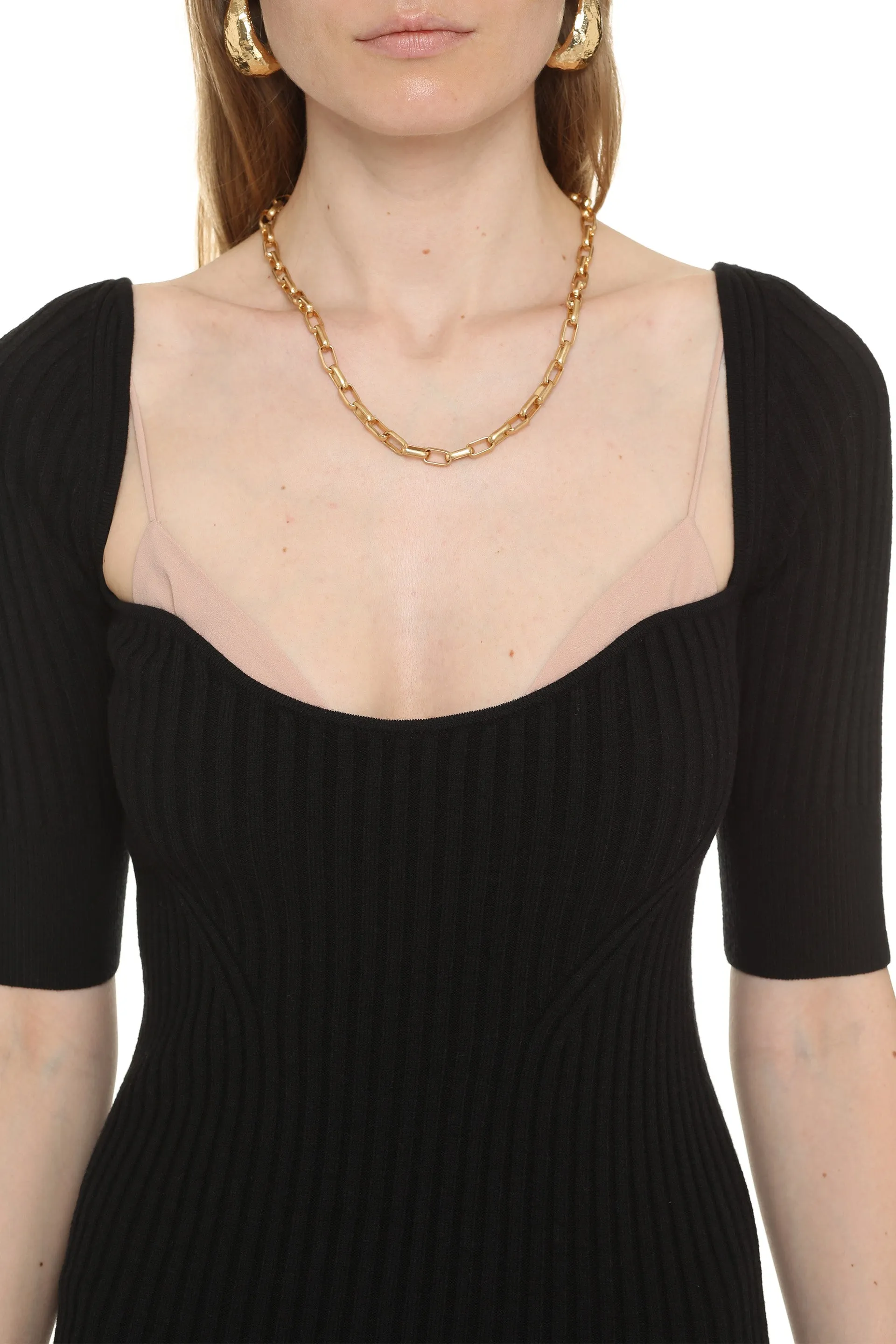 N21 Ribbed Knit Midi Dress