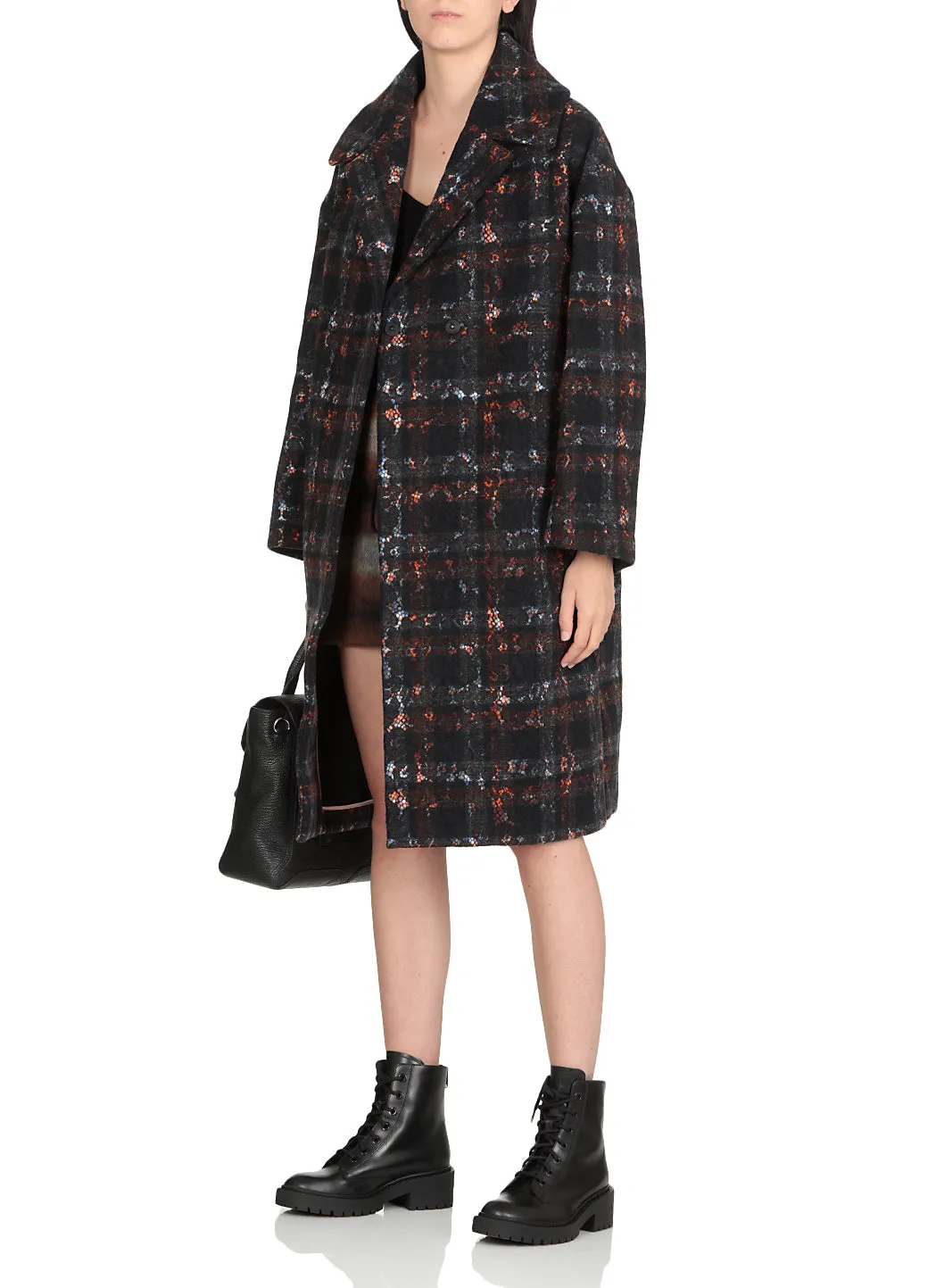 N21 Tartan Long-Sleeved Oversize Coat
