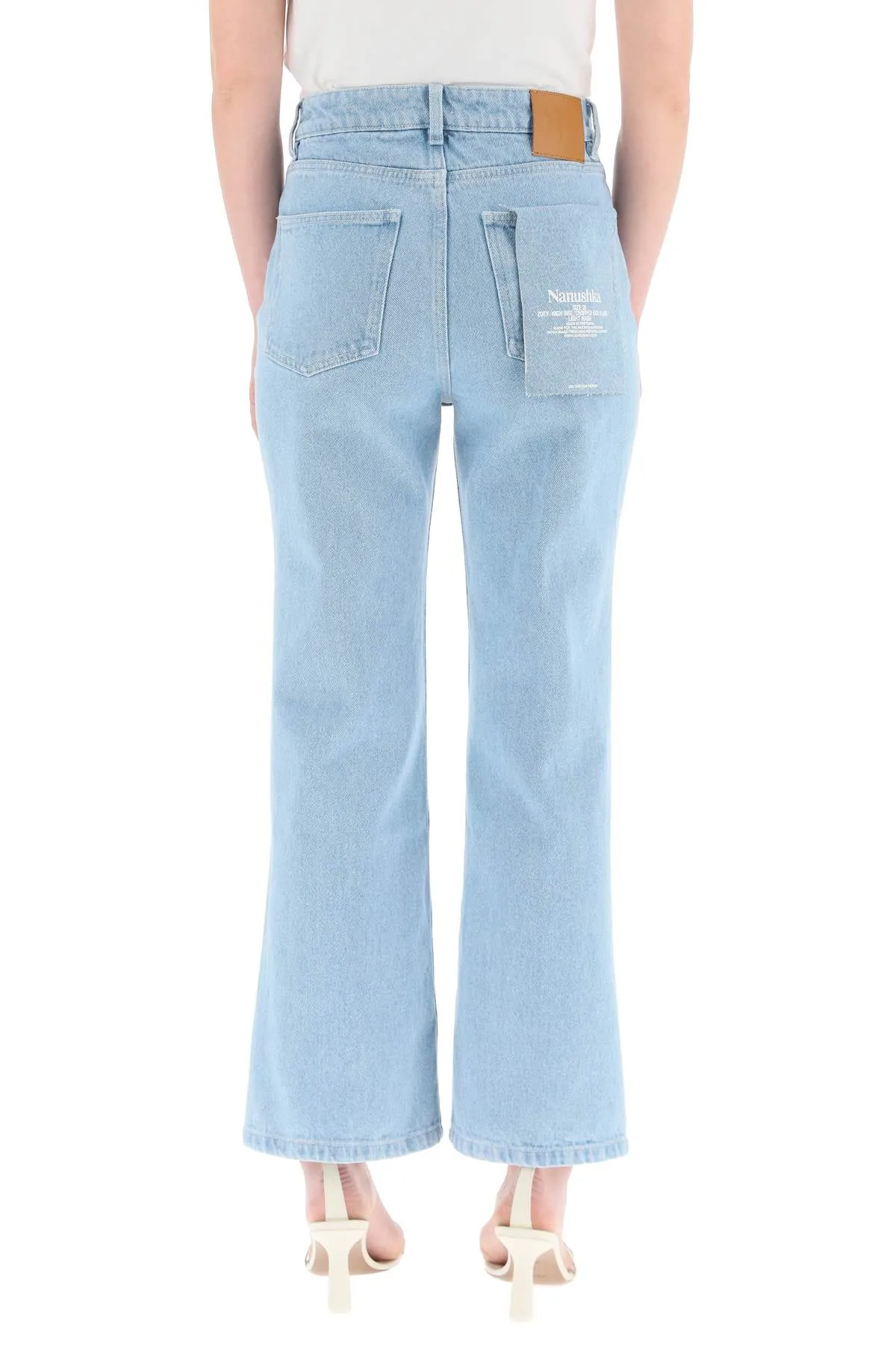 Nanushka Zoey Kick Flare Logo Patch Jeans