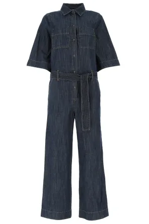 P.A.R.O.S.H. Belted Denim Jumpsuit