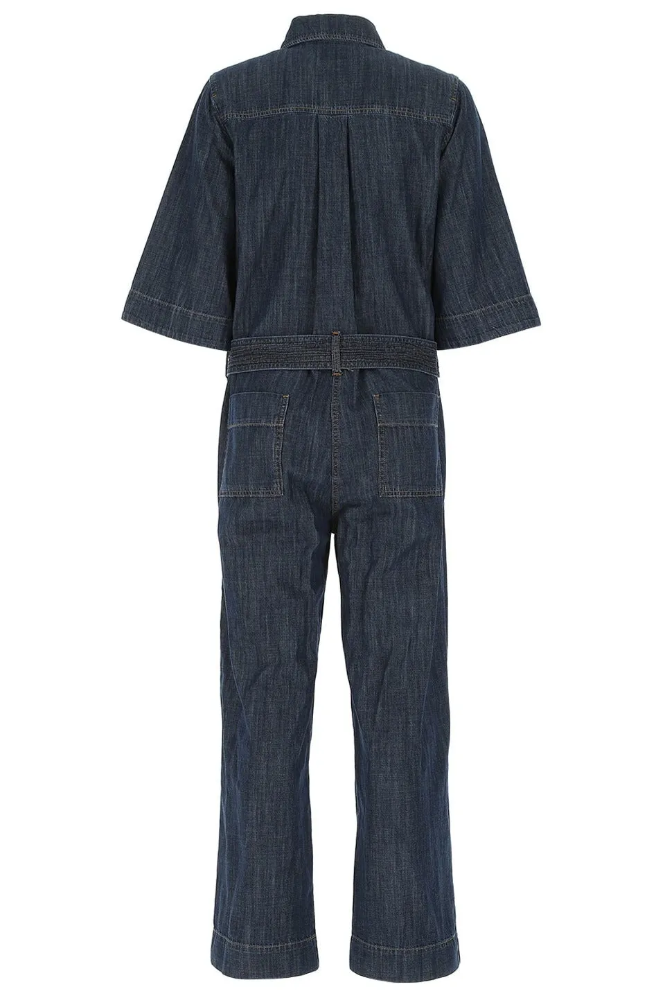 P.A.R.O.S.H. Belted Denim Jumpsuit