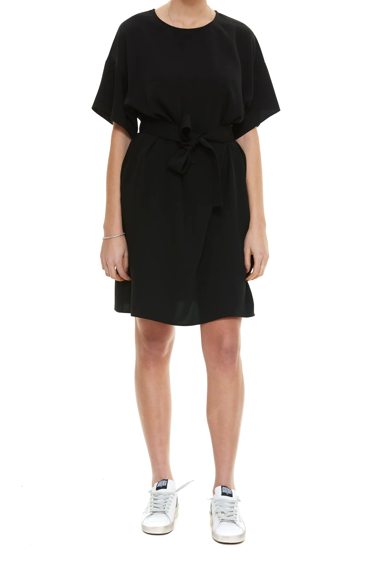 P.A.R.O.S.H. Belted Waisted Crewneck Dress