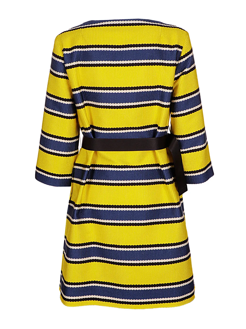 P.A.R.O.S.H. Striped Belted Waist Knit Coat