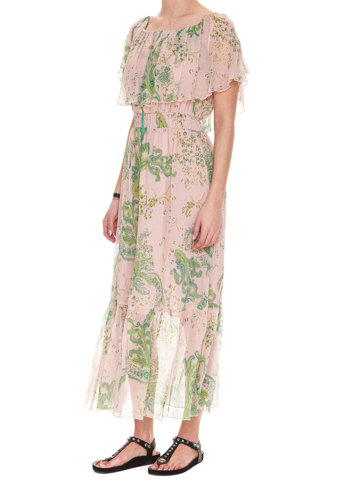Pinko Abstract Printed Ruffled Dress