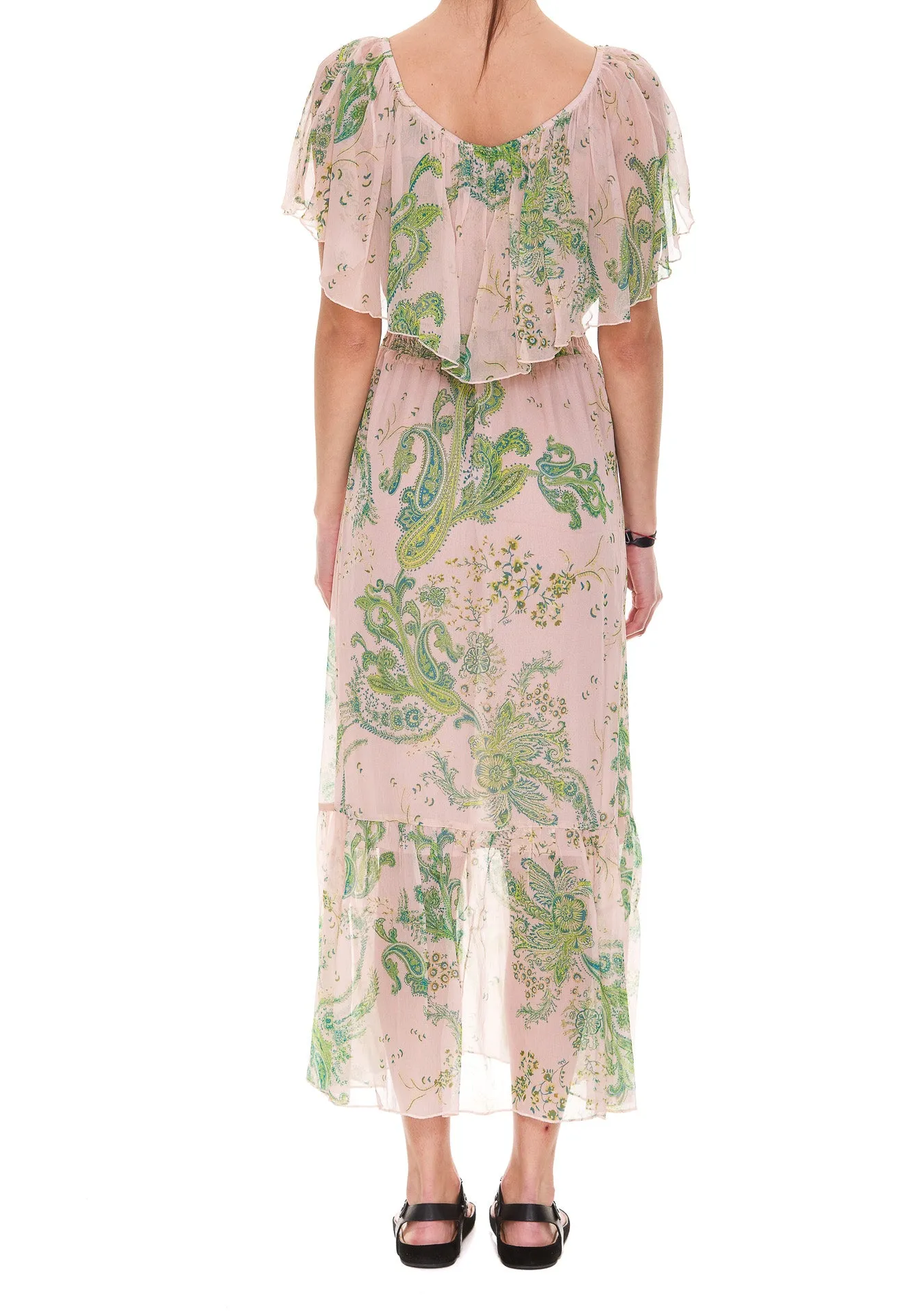 Pinko Abstract Printed Ruffled Dress