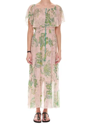 Pinko Abstract Printed Ruffled Dress