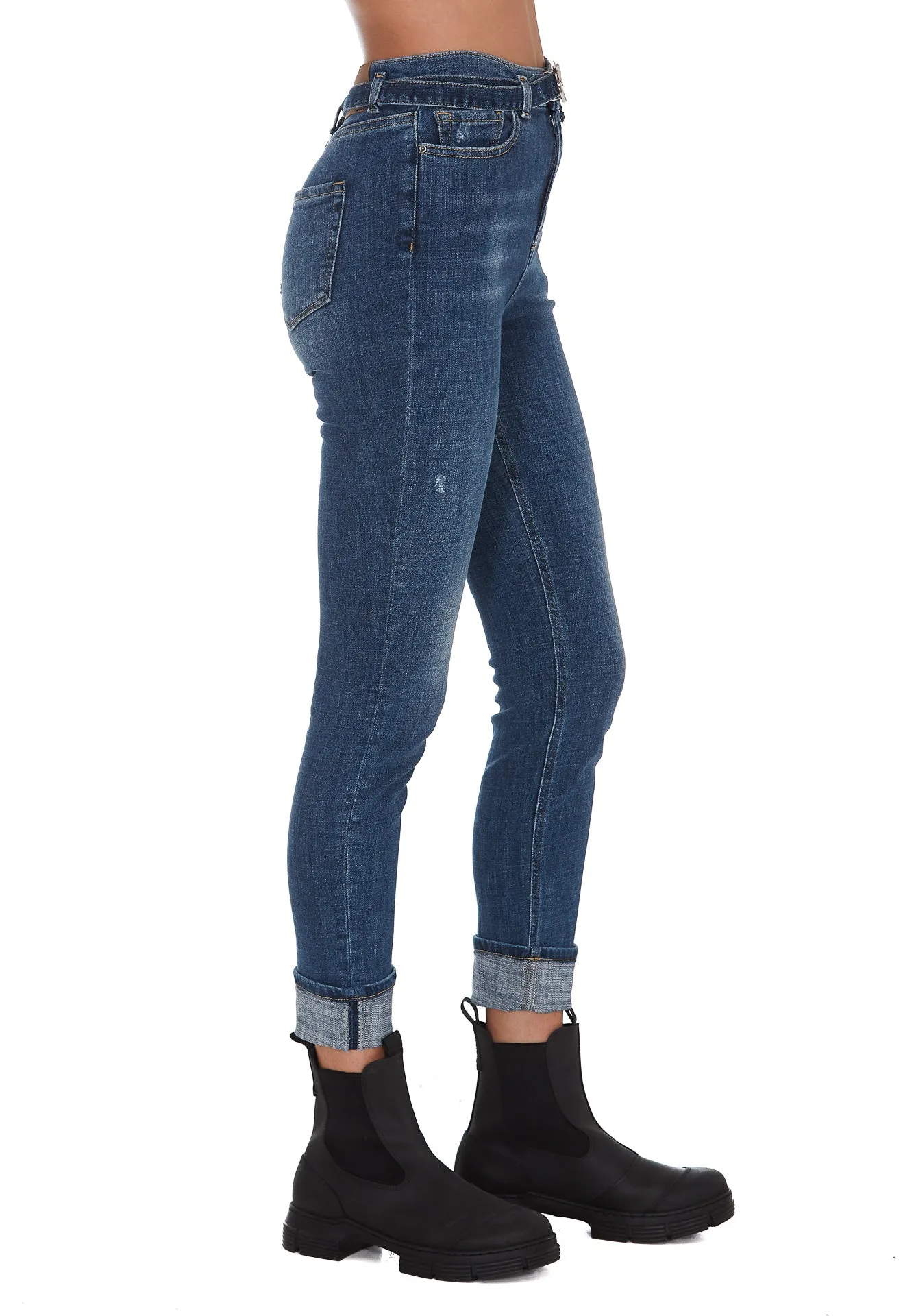 Pinko Belted Distressed Jeans