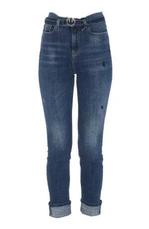 Pinko Belted Distressed Jeans