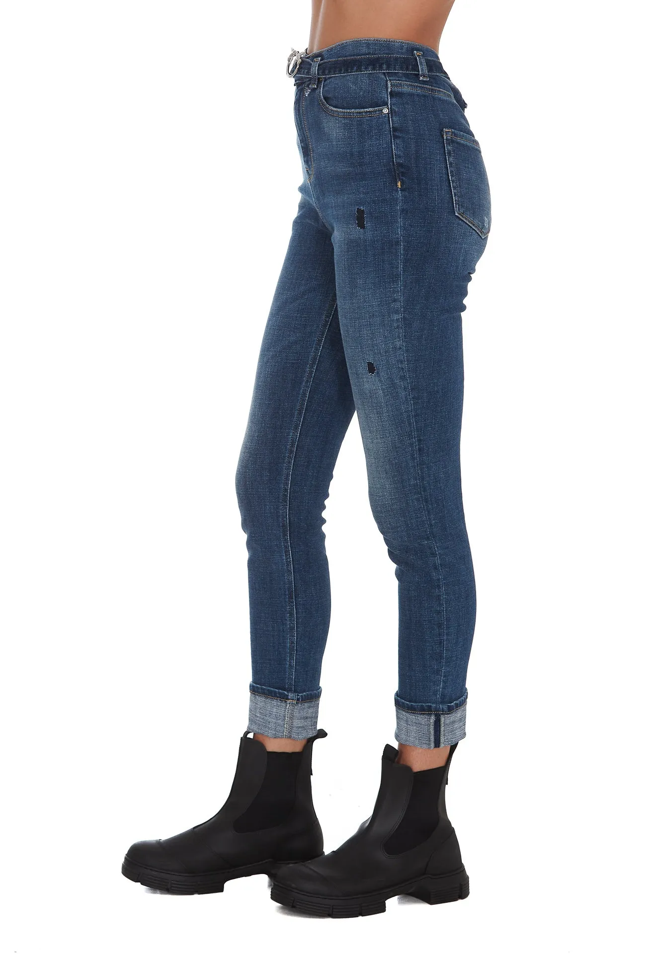 Pinko Belted Distressed Jeans