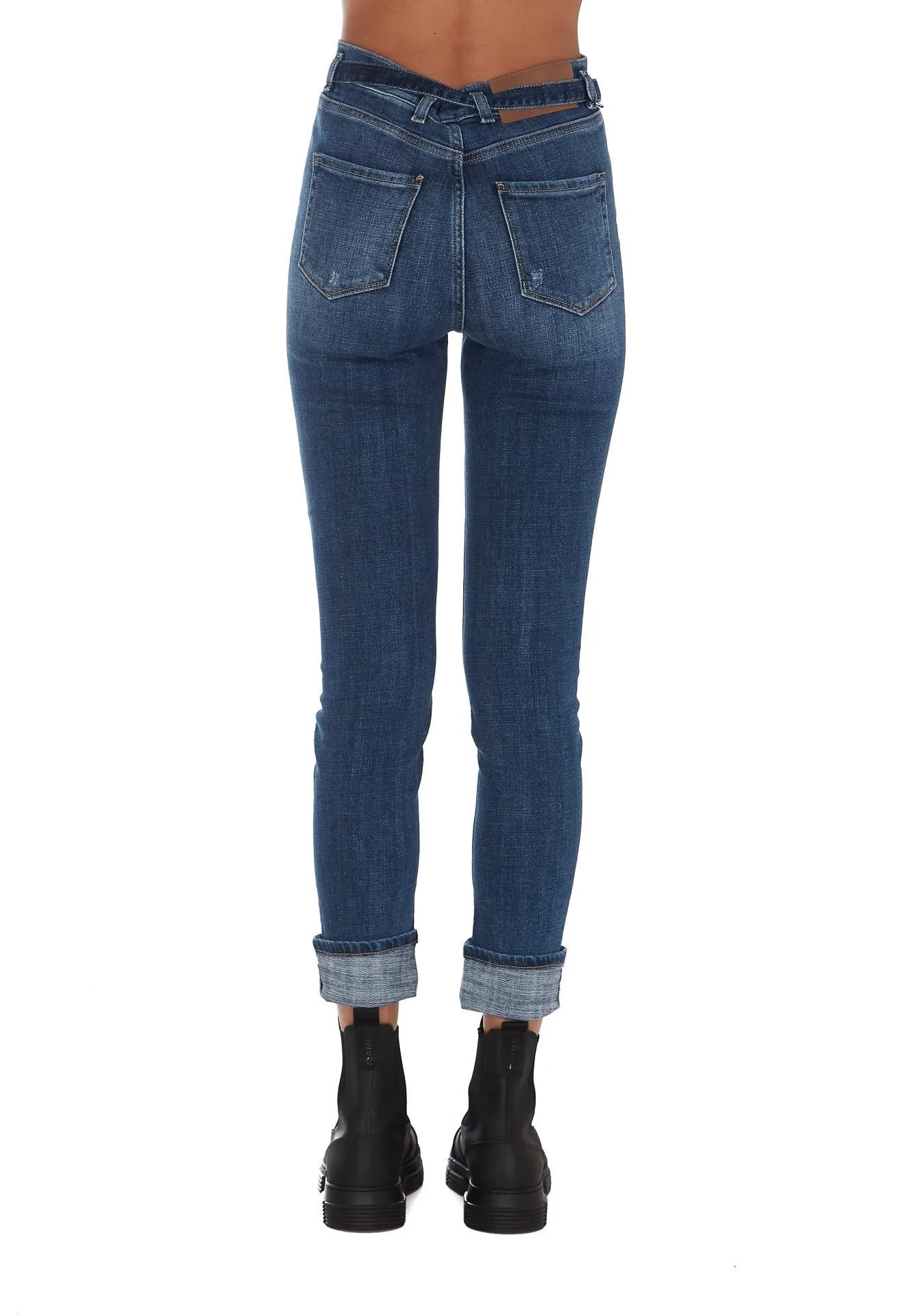 Pinko Belted Distressed Jeans