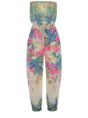 Pinko Floral Printed Drawstring Belted Jumpsuit