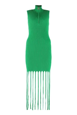Pinko Fringed Rib Knit Dress