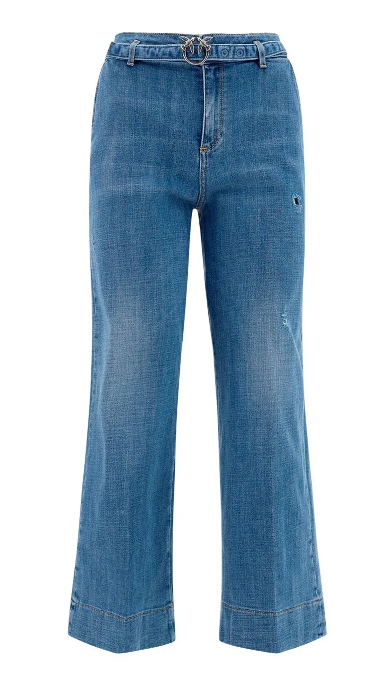Pinko High Waist Flared Cropped Jeans
