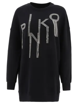 Pinko Logo Embellished Crewneck Dress
