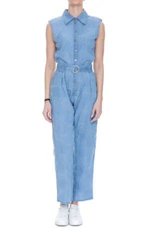 Pinko Logo Perforated Belted Waist Jumpsuit