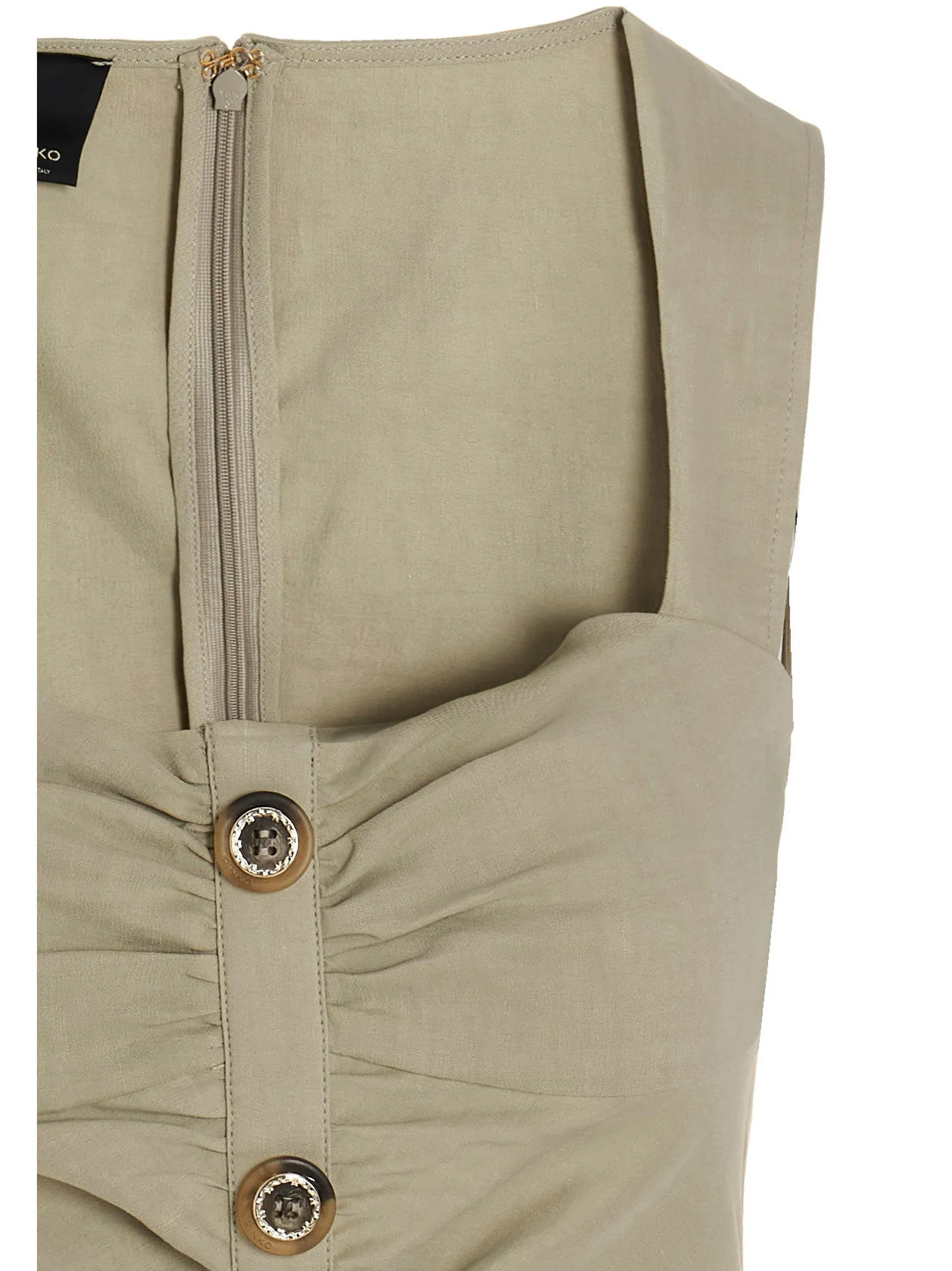 Pinko Ruched Detail Buttoned Dress