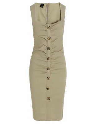 Pinko Ruched Detail Buttoned Dress
