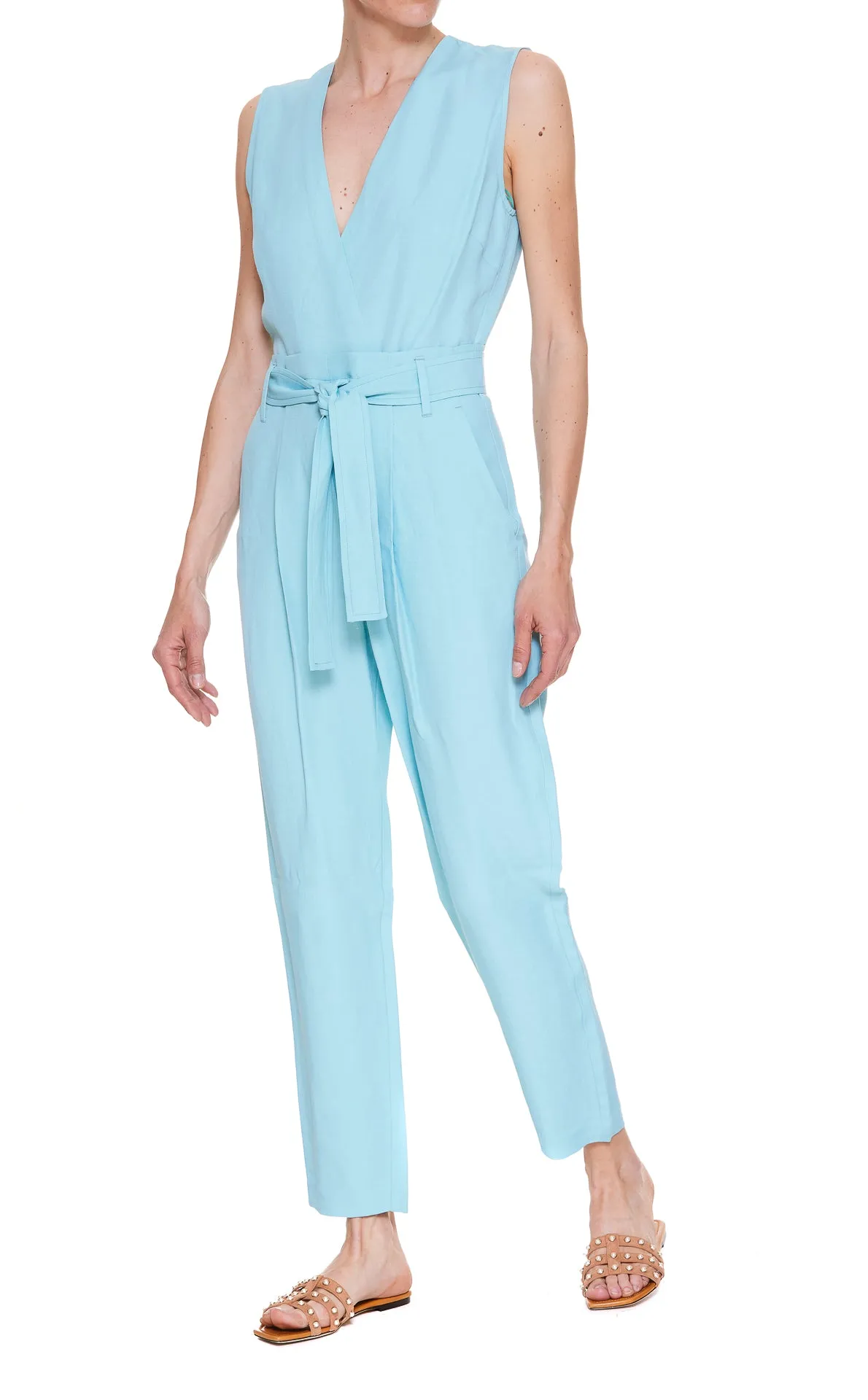 Pinko Sartorial Sleeveless Belted Jumpsuit