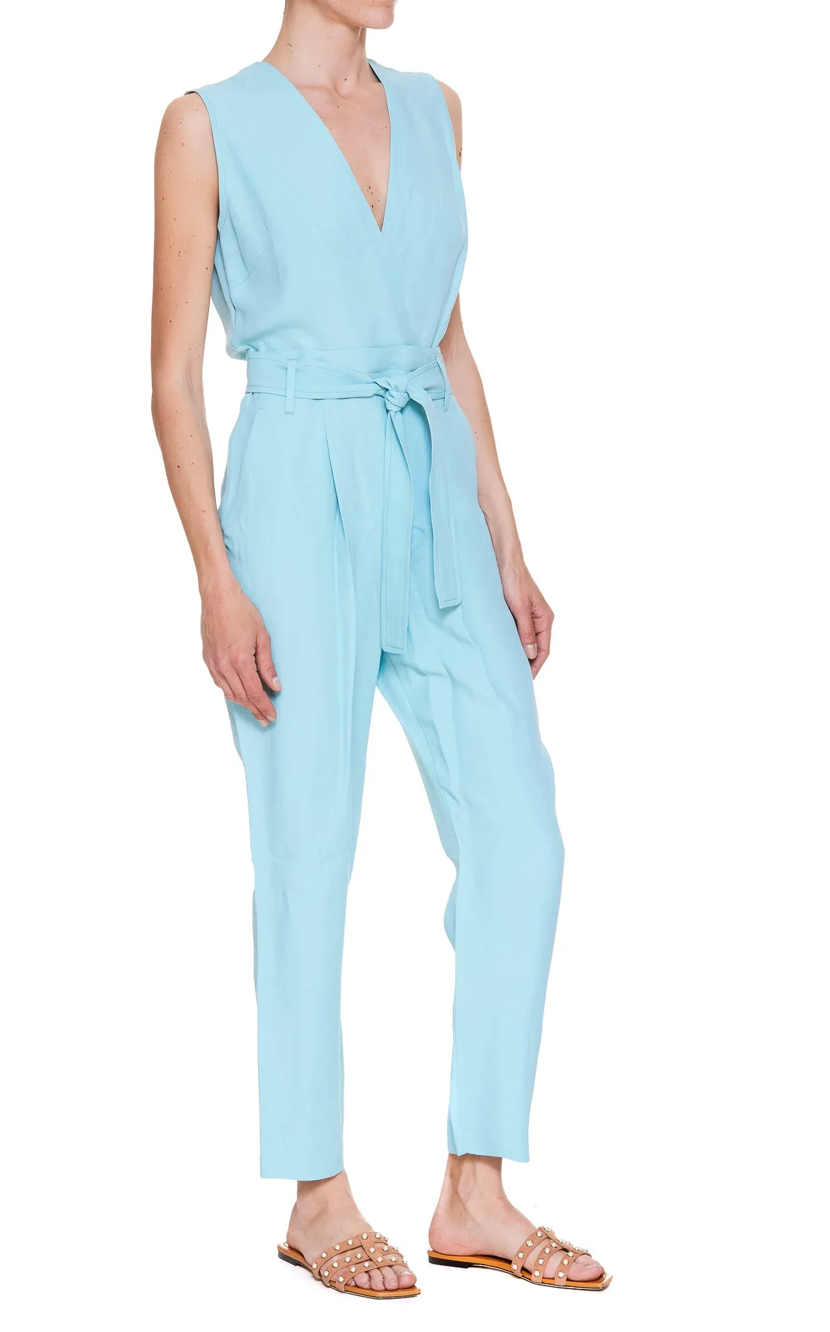 Pinko Sartorial Sleeveless Belted Jumpsuit