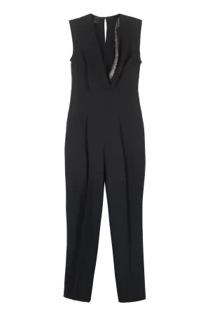 Pinko V-Neck Sleeveless Crepe Jumpsuit
